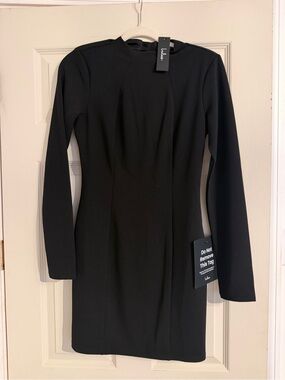 Lulu's Black Long-Sleeve Sheath Dress